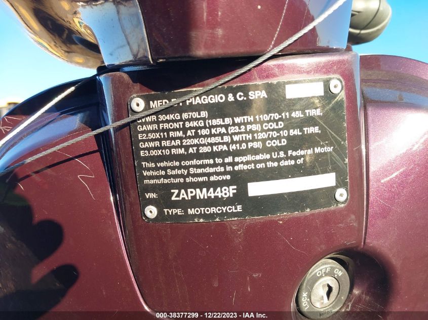 2006 VESPA LX 150 - ZAPM448F765003039