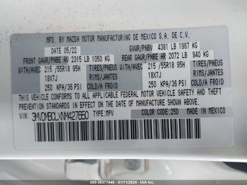 2022 MAZDA CX-30 PREFERRED - 3MVDMBCLXNM427650