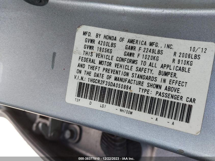 2013 HONDA ACCORD LX - 1HGCR2F35DA050894