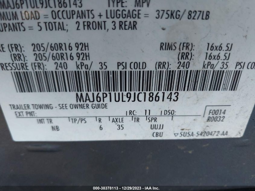 2018 FORD ECOSPORT SE - MAJ6P1UL9JC186143