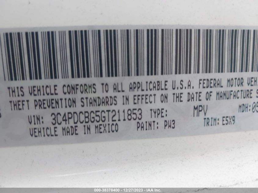 2016 DODGE JOURNEY SXT - 3C4PDCBG5GT211853