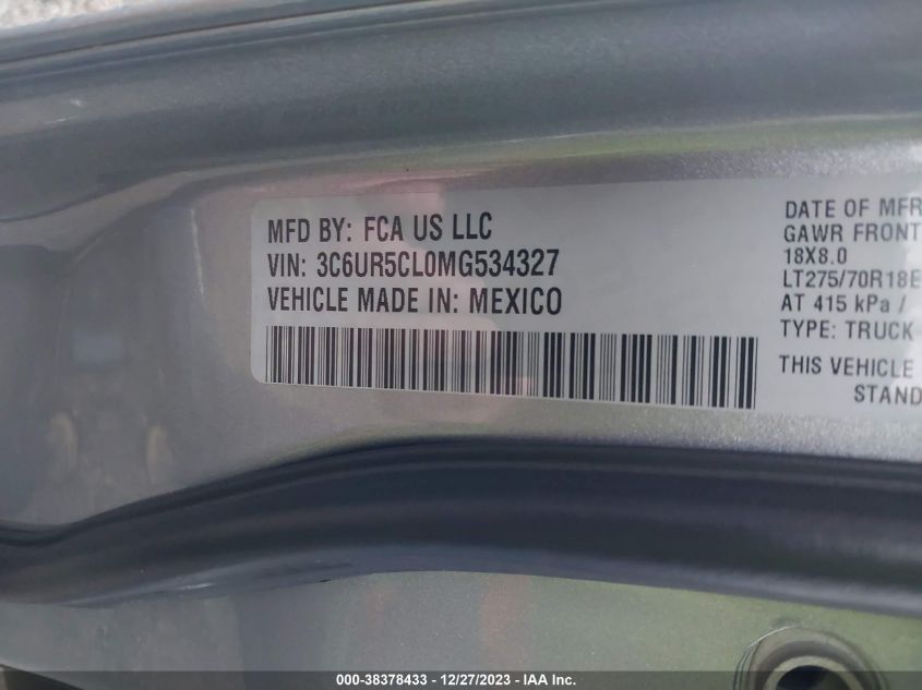2021 RAM 2500 TRADESMAN - 3C6UR5CL0MG534327