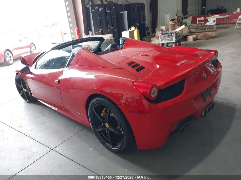 2013 FERRARI 458 SPIDER ZFF68NHAXD0190930