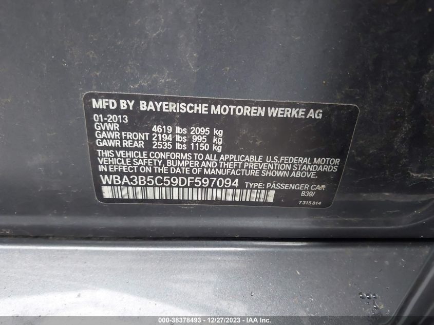 2013 BMW 328I XI SULEV - WBA3B5C59DF597094