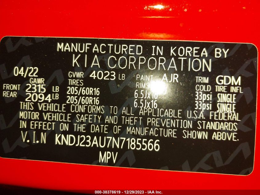2022 KIA SOUL S - KNDJ23AU7N7185566