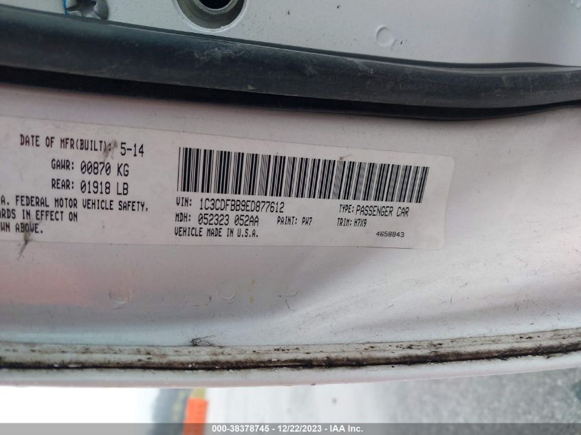 2014 DODGE DART SXT - 1C3CDFBB9ED877612