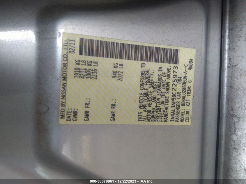 2013 NISSAN ALTIMA 2.5 SV - 1N4AL3AP9DC225973