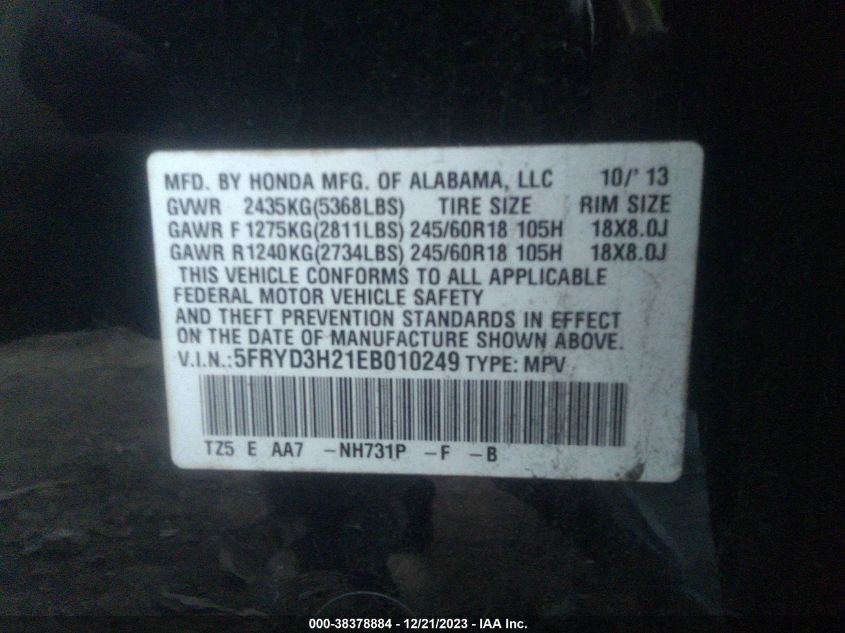 2014 ACURA MDX - 5FRYD3H21EB010249