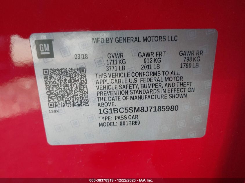 2018 CHEVROLET CRUZE LS - 1G1BC5SM8J7185980