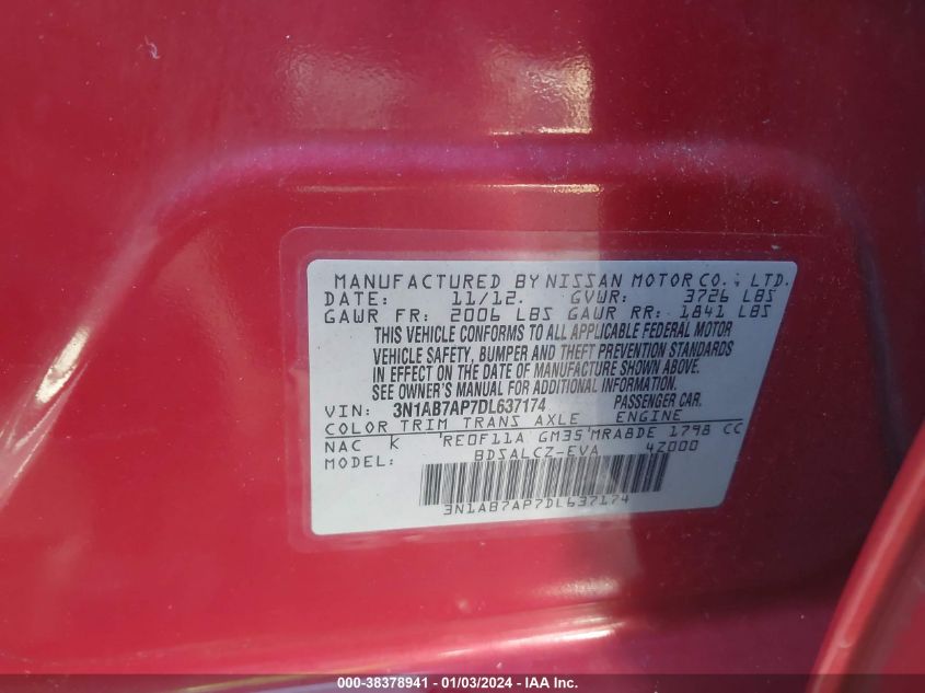 2013 NISSAN SENTRA S - 3N1AB7AP7DL637174