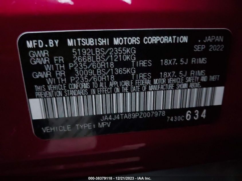 2023 MITSUBISHI OUTLANDER ES 2.5 S-AWC - JA4J4TA89PZ007978