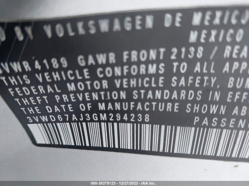 2016 VOLKSWAGEN JETTA SE - 3VWD67AJ3GM294238