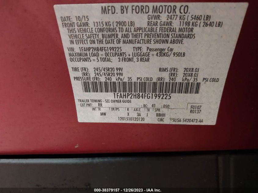 2015 FORD TAURUS SEL - 1FAHP2H84FG199225