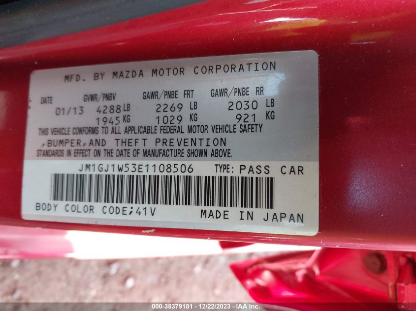 2014 MAZDA MAZDA6 I GRAND TOURING - JM1GJ1W53E1108506