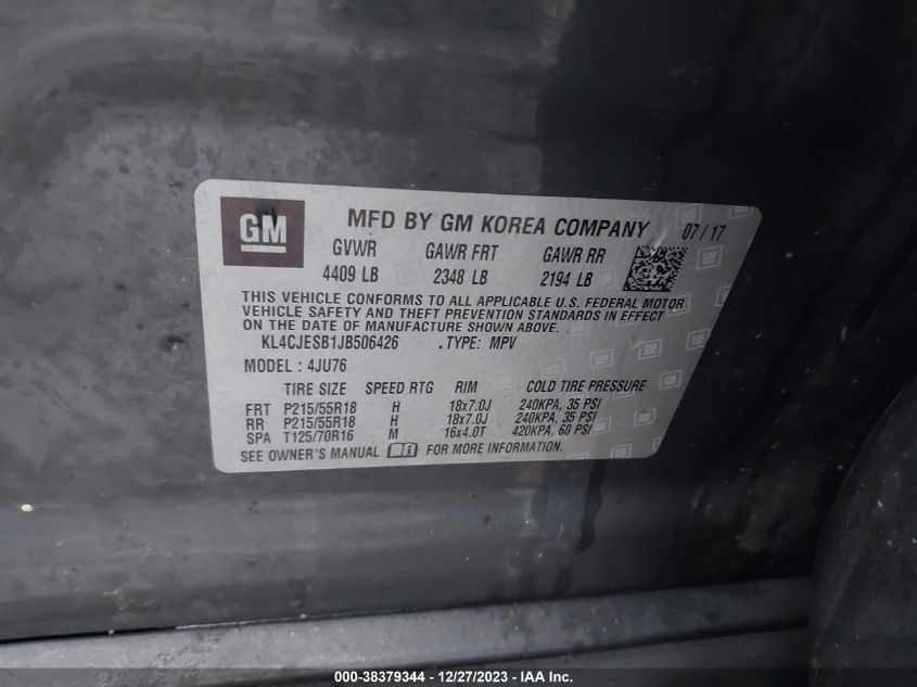 2018 BUICK ENCORE PREFERRED - KL4CJESB1JB506426