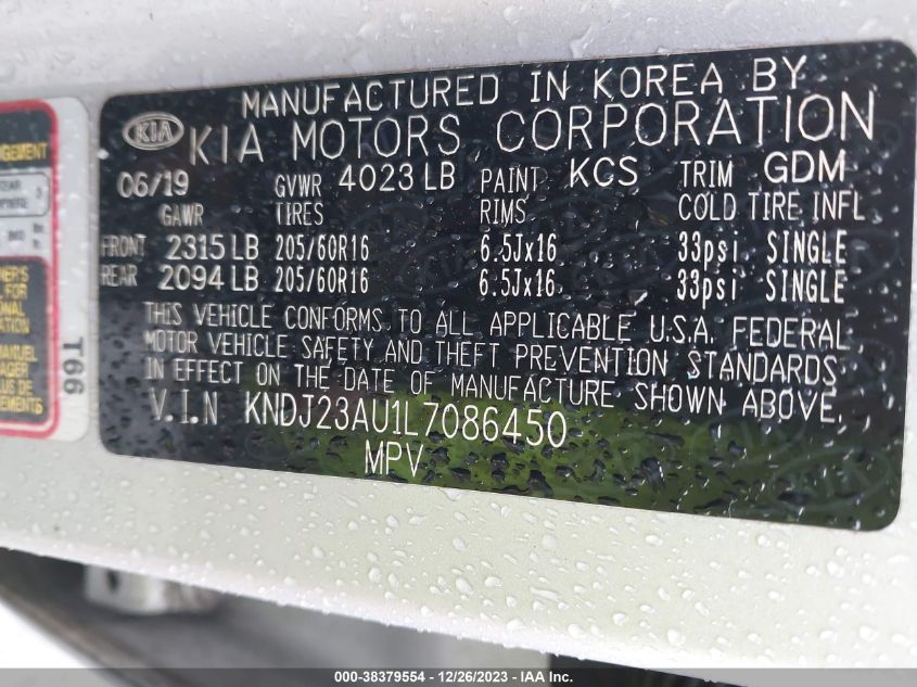 2020 KIA SOUL LX/X LINE/S - KNDJ23AU1L7086450
