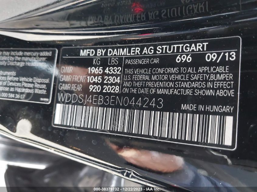 2014 MERCEDES-BENZ CLA 250 - WDDSJ4EB3EN044243