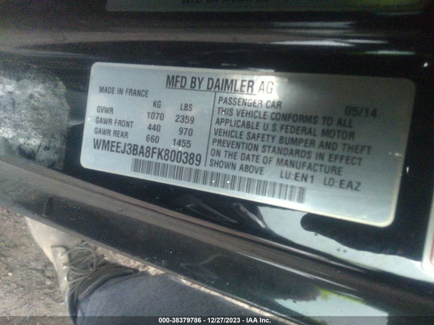 2015 SMART FORTWO PASSION/PURE WMEEJ3BA8FK800389