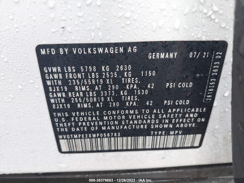 2021 VOLKSWAGEN ID.4 PRO S WVGTMPE2XMP056783