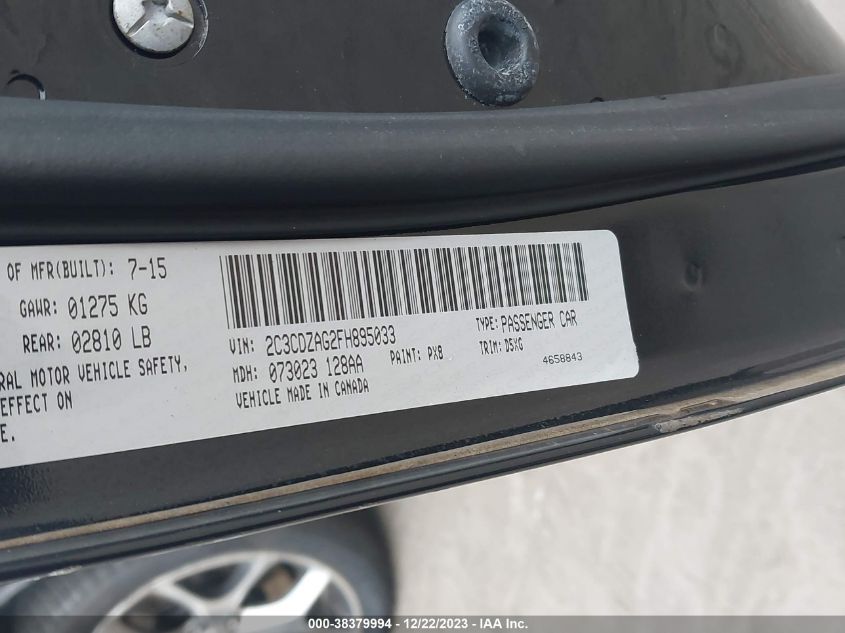 2015 DODGE CHALLENGER SXT - 2C3CDZAG2FH895033