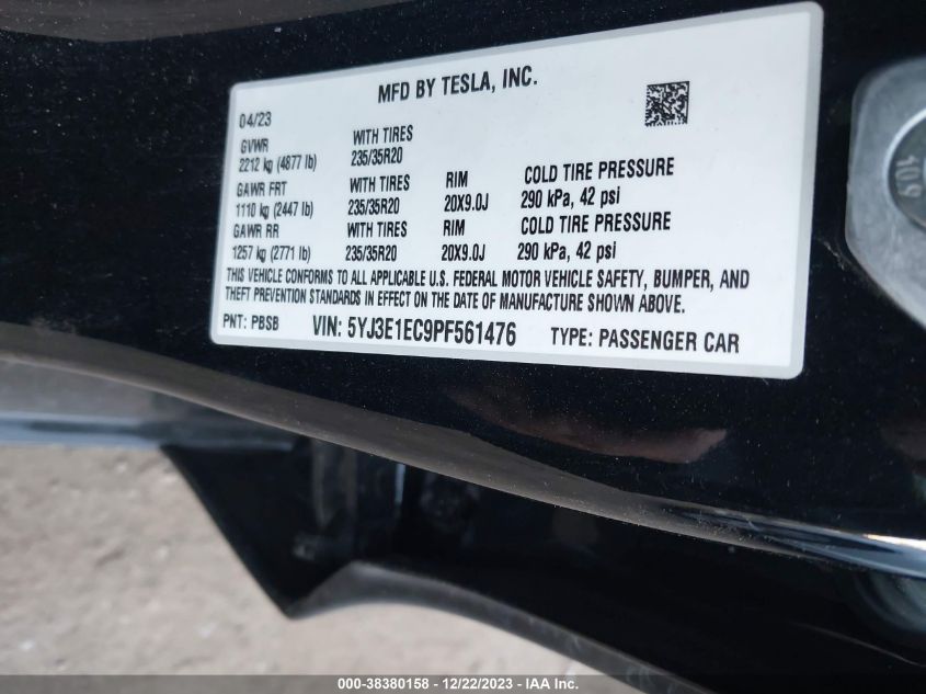 2023 TESLA MODEL 3 PERFORMANCE DUAL MOTOR ALL-WHEEL DRIVE - 5YJ3E1EC9PF561476