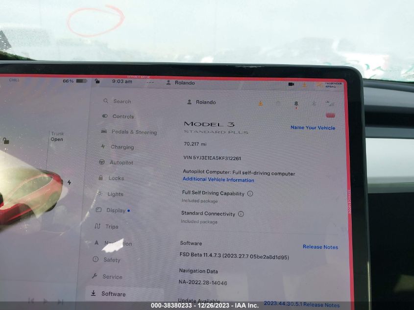 2019 TESLA MODEL 3 LONG RANGE/MID RANGE/STANDARD RANGE/STANDARD RANGE PLUS - 5YJ3E1EA5KF312261