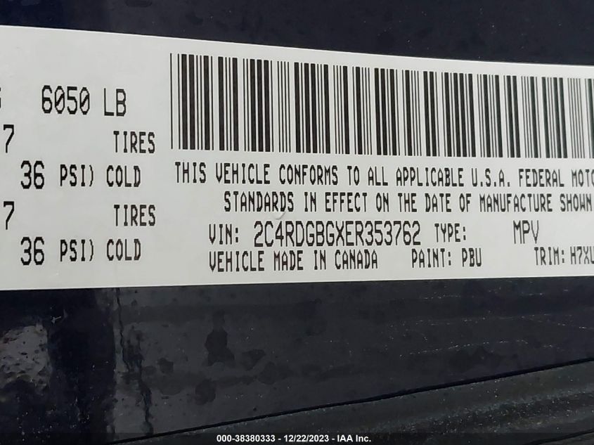 2014 DODGE GRAND CARAVAN SE - 2C4RDGBGXER353762