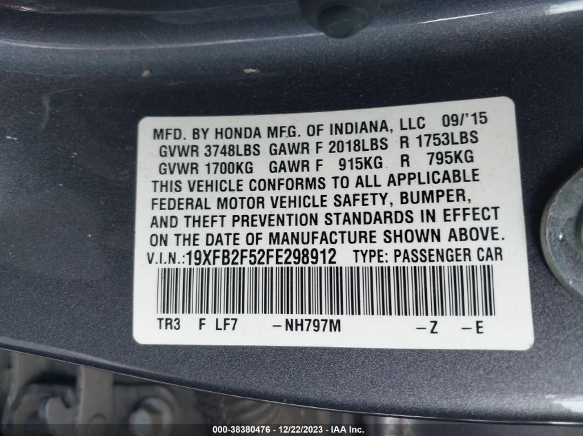 2015 HONDA CIVIC LX - 19XFB2F52FE298912