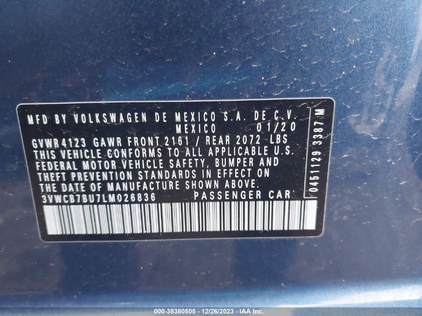 2020 VOLKSWAGEN JETTA S/SE/R-LINE - 3VWCB7BU7LM026836