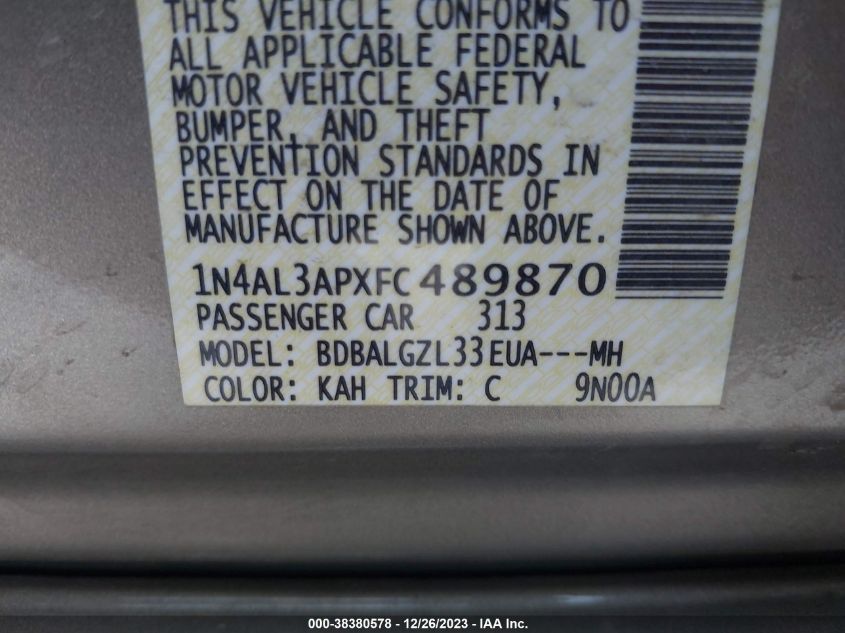 2015 NISSAN ALTIMA 2.5 S - 1N4AL3APXFC489870