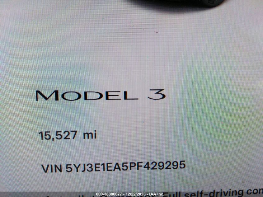 2023 TESLA MODEL 3 REAR-WHEEL DRIVE - 5YJ3E1EA5PF429295