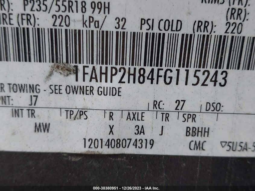 2015 FORD TAURUS SEL - 1FAHP2H84FG115243