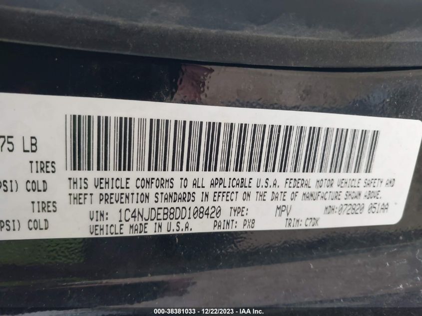 2013 JEEP COMPASS LATITUDE - 1C4NJDEB8DD108420
