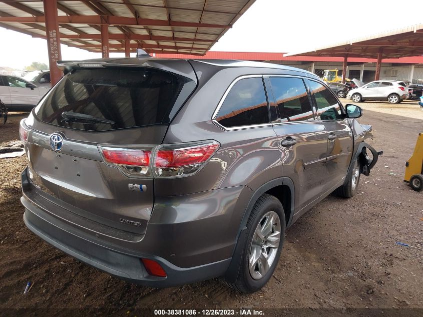 2016 TOYOTA HIGHLANDER HYBRID LIMITED PLATINUM V6 5TDDCRFH6GS016995