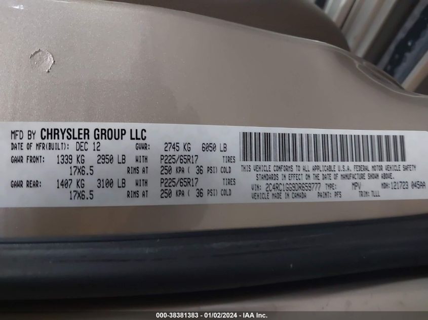 2013 CHRYSLER TOWN & COUNTRY LIMITED - 2C4RC1GG9DR659777