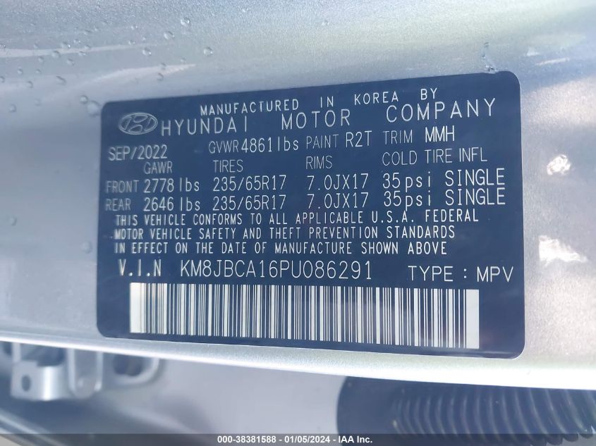 2023 HYUNDAI TUCSON HYBRID BLUE - KM8JBCA16PU086291