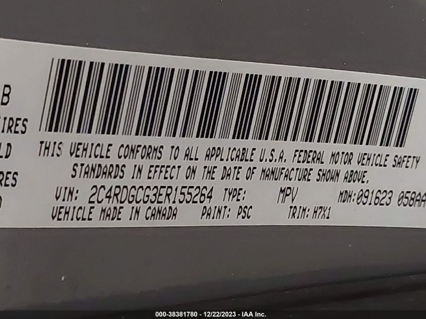 2014 DODGE GRAND CARAVAN SXT - 2C4RDGCG3ER155264