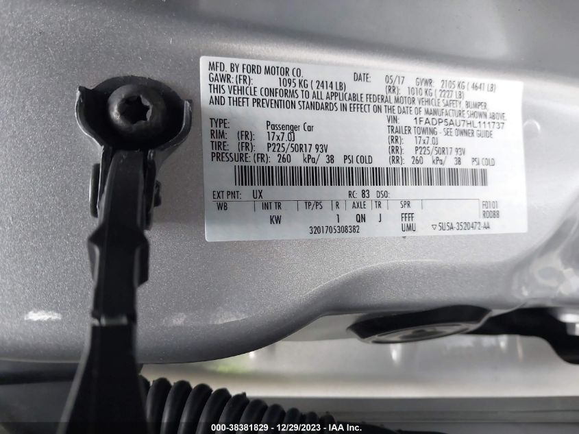 2017 FORD C-MAX HYBRID SE - 1FADP5AU7HL111737