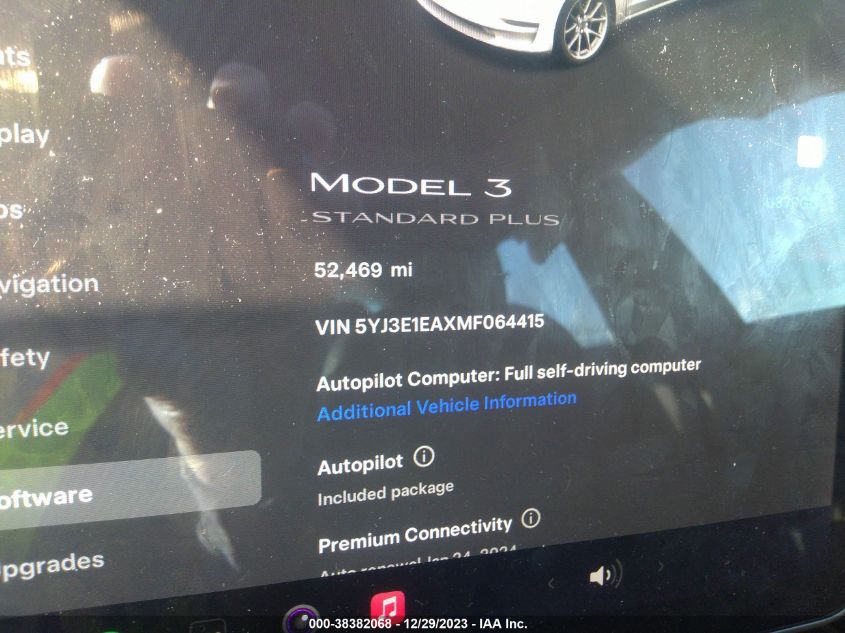 2021 TESLA MODEL 3 STANDARD RANGE PLUS REAR-WHEEL DRIVE - 5YJ3E1EAXMF064415