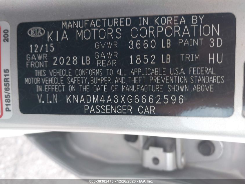 2016 KIA RIO LX - KNADM4A3XG6662596