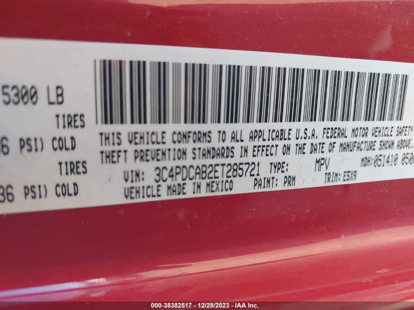 2014 DODGE JOURNEY SE - 3C4PDCAB2ET285721