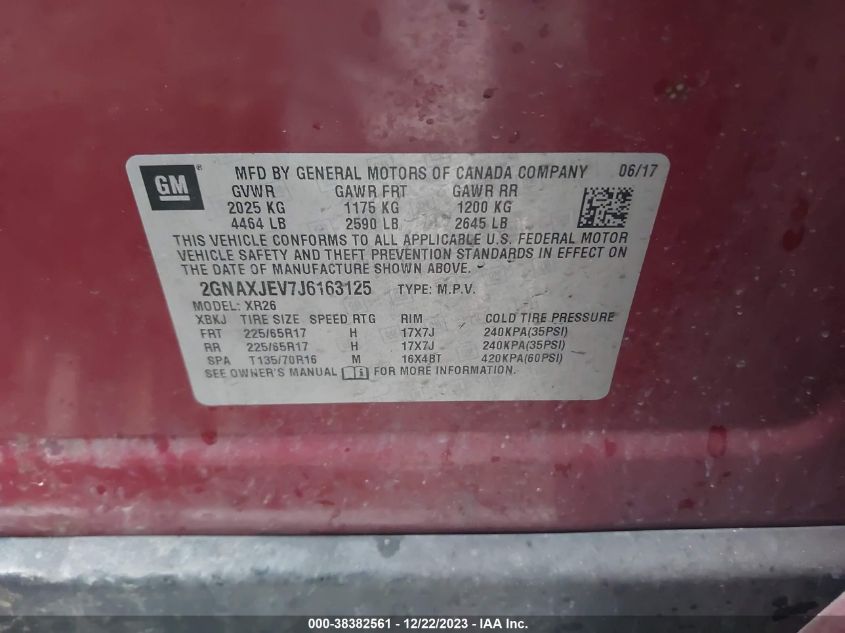 2018 CHEVROLET EQUINOX LT - 2GNAXJEV7J6163125
