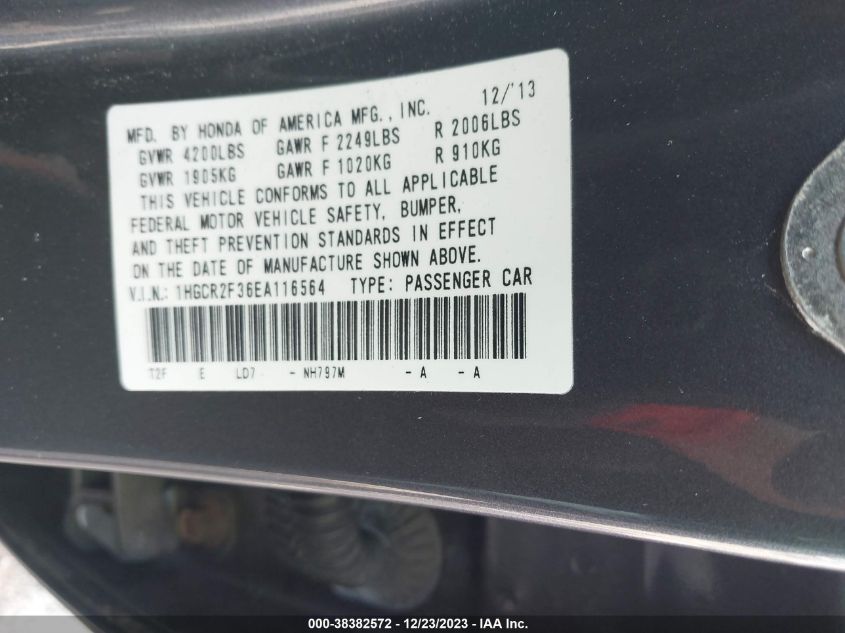 2014 HONDA ACCORD LX - 1HGCR2F36EA116564