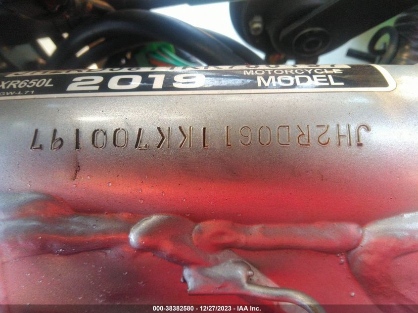 2019 HONDA XR650 L - JH2RD0611KK700197