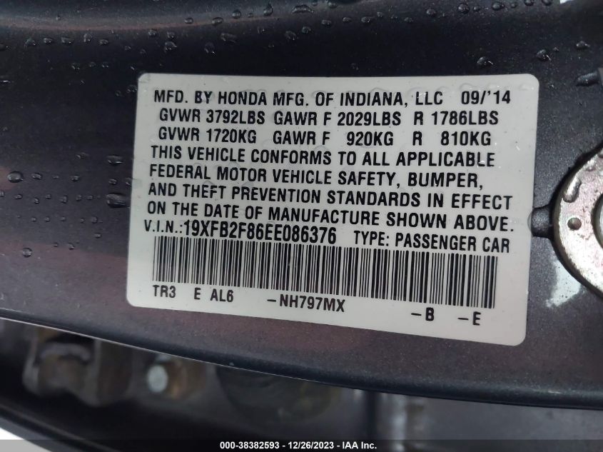 2014 HONDA CIVIC EX - 19XFB2F86EE086376
