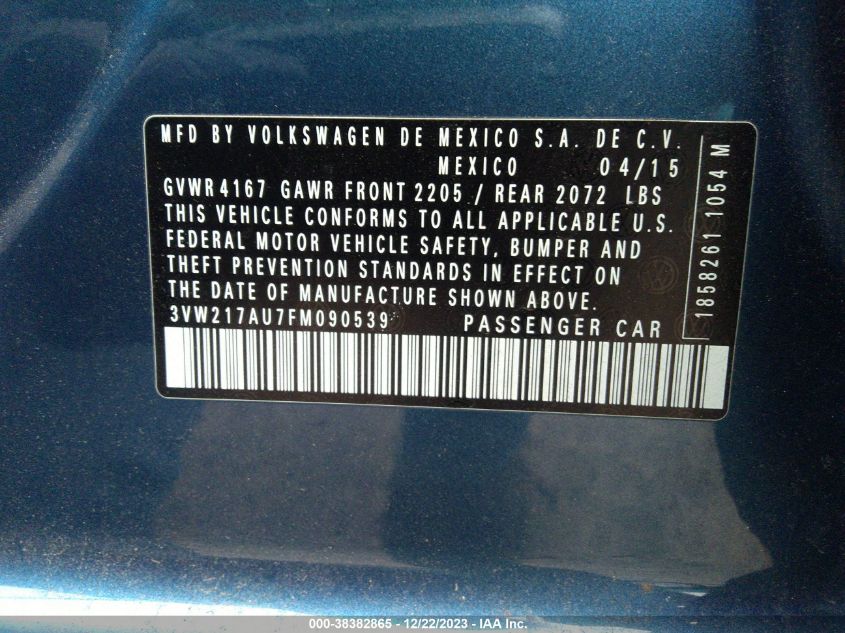 2015 VOLKSWAGEN GOLF - 3VW217AU7FM090539