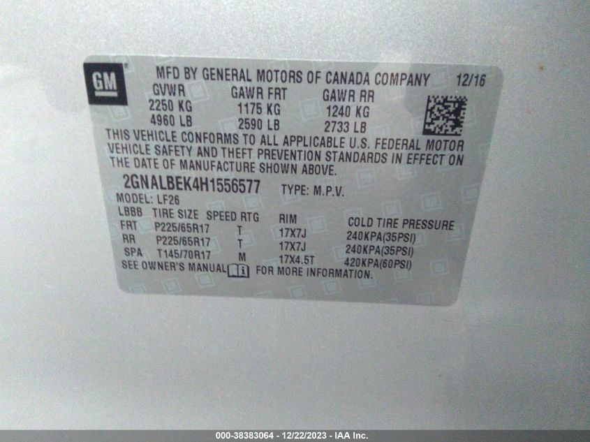 2017 CHEVROLET EQUINOX LS - 2GNALBEK4H1556577