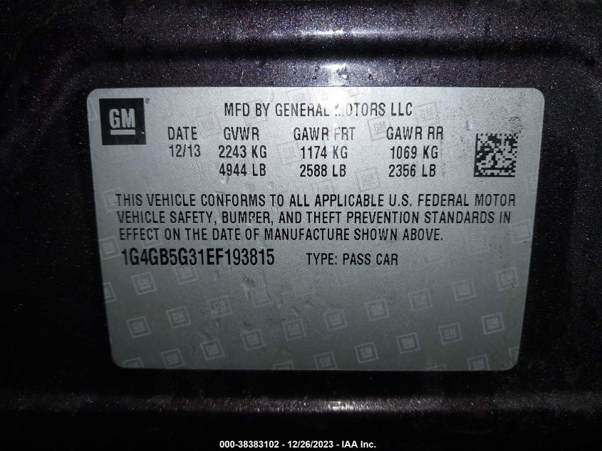 2014 BUICK LACROSSE - 1G4GB5G31EF193815