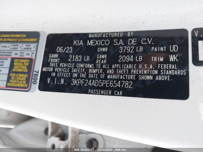 2023 KIA FORTE LX/LXS - 3KPF24AD5PE654782