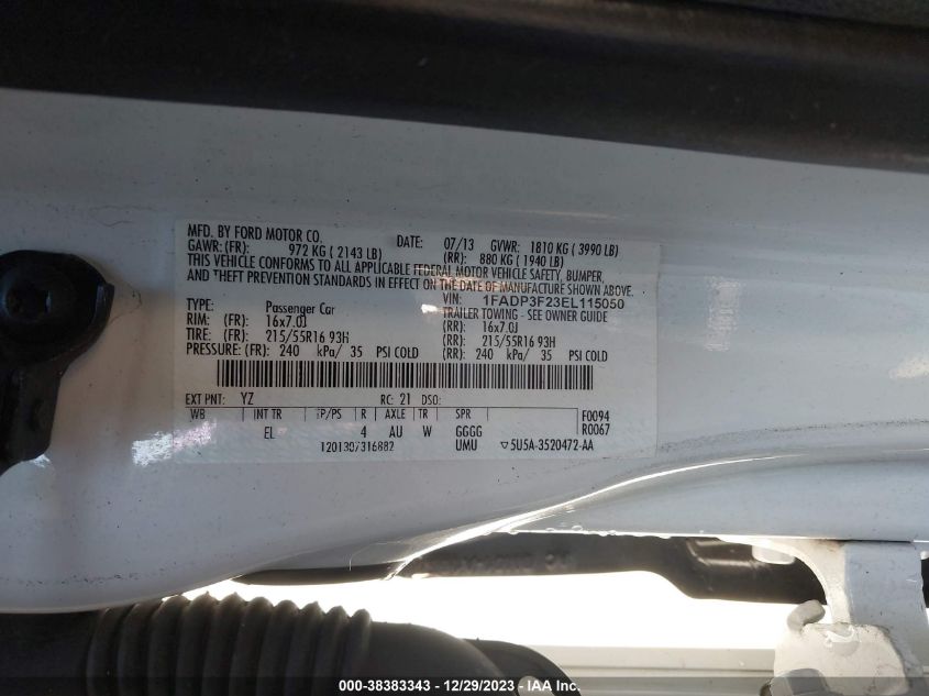 2014 FORD FOCUS SE - 1FADP3F23EL115050
